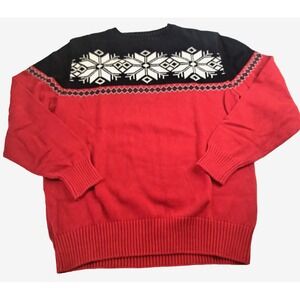 WEATHERPROOF Winter Pattern Pullover Sweater Men's L Snowflake Fair Isle Cotton